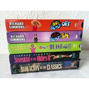 Richard Simmons 5 Vintage VHS Tapes Sweatin' To The Oldies 60s/80s Blast Off